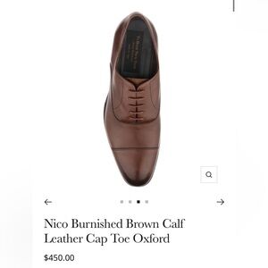 To Boot, Nico Burnished Brown Calf Leather Cap Toe Oxford, 12, Made in 🇮🇹
